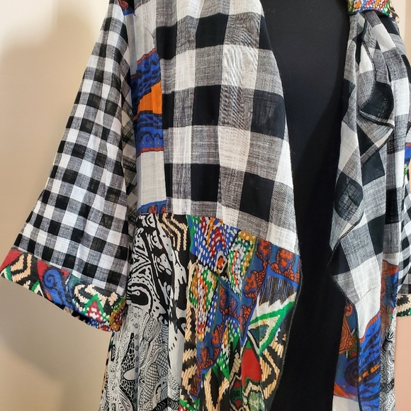 Feratelli Mixed Media Print Coverup Kimono Cardigan Multicolor XL - Picture 6 of 12